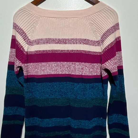 Chico's Women's Multicolor Colorblock Knitted V-Neck Pullover Sweater Medium - Picture 10 of 12